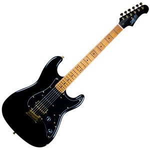 Jet Guitars JS-400 BKG Roasted Maple HSS Gold Hardware - Black